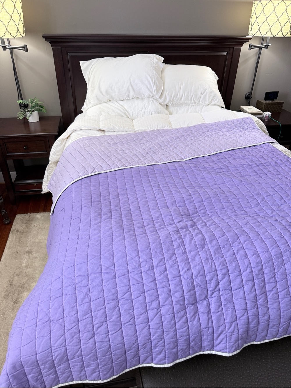 Pottery Barn Teen Reversible Twin Quilt Purple Lavender